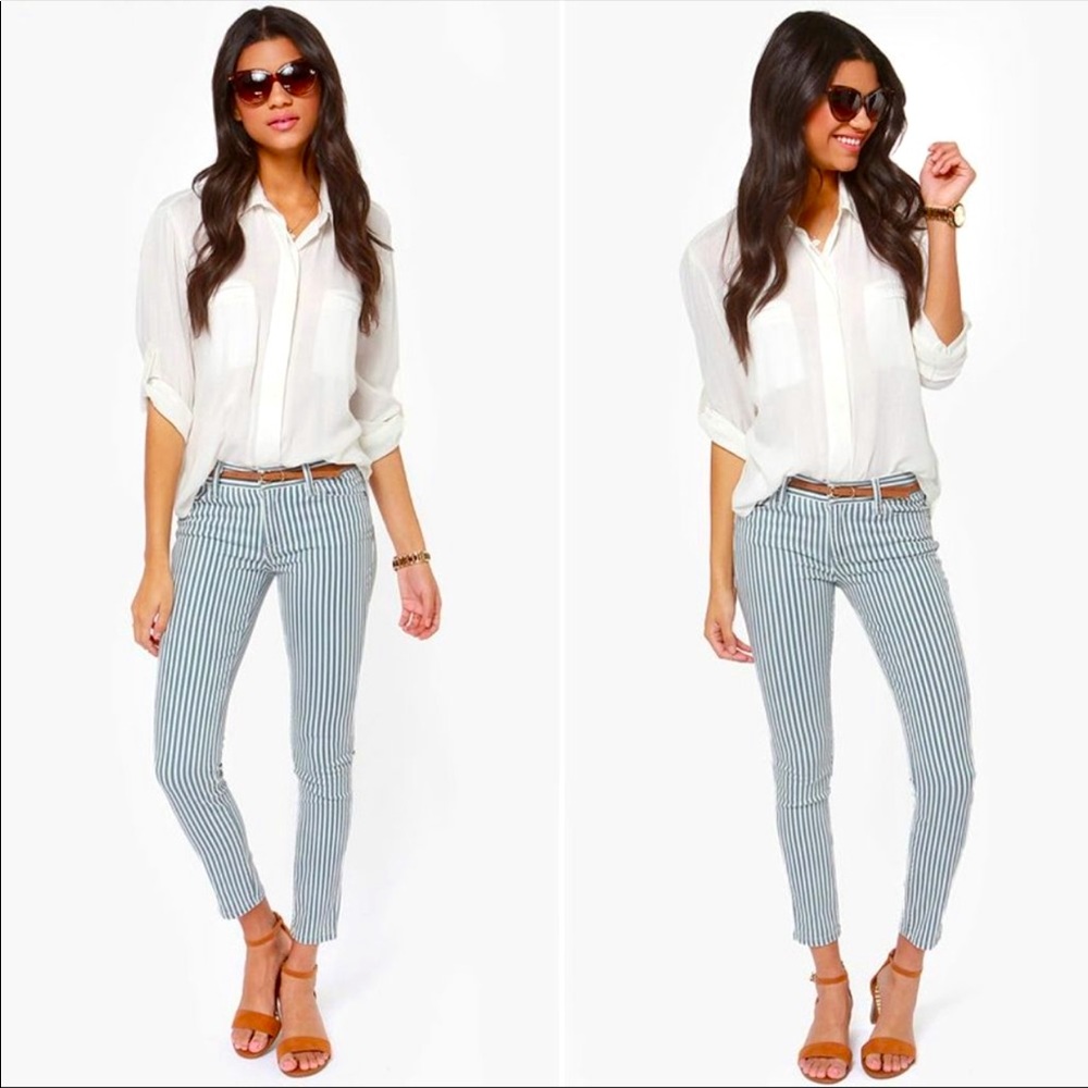 Free People low rise Striped Skinny Jeans